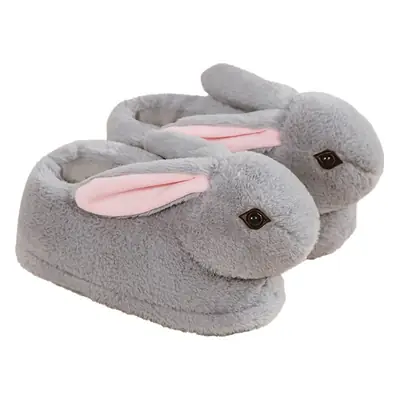 Cross-Border Double Eyelid Rabbit Winter Bag Heel Cotton Shoes Simulated Long-Eared Rabbit Plush Bag Heel Thickened Floor Cotton Slippers