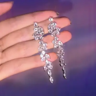 Full Diamond Tassel Earrings for Women