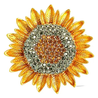 Enamel Sunflower Rhinestone Brooch for Women