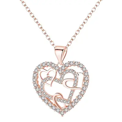 Japanese Korean Micro-Inlaid Heart Winding Necklace