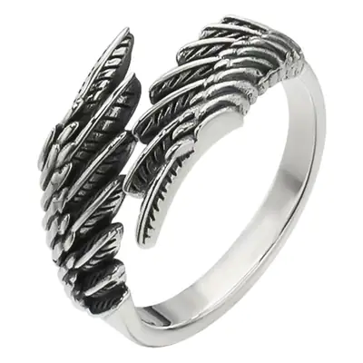 Vintage Thai Silver Angel Wings Ring Open Ring Feather Distressed