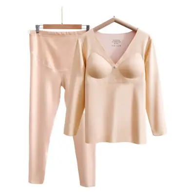 Pregnant Women Velvet Thermal Pajamas Set Beige Plus Size