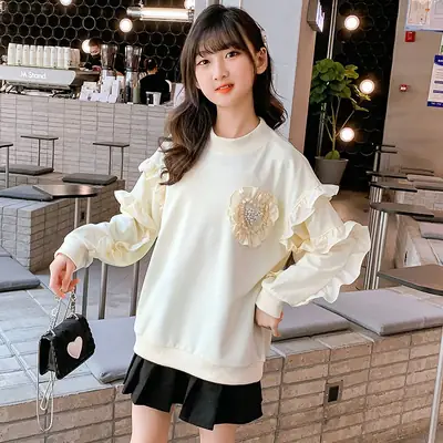 Girls Cotton Sweatshirt Medium Large Princess Lace