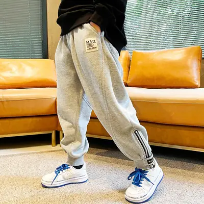 Boys Fleece Sweatpants Grey Track Pants Winter Casual