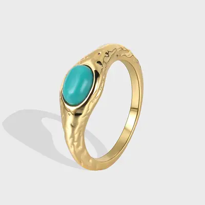 Turquoise Oval Ring for Women's Fashionable Finger Ring