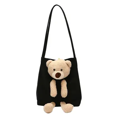 Cute Bear Crossbody Bag for Girls Black