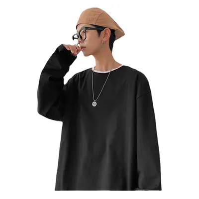 Men White Long Sleeve Cotton T-Shirt 260g