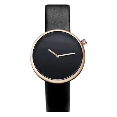 Tomi Black Leather Watch for Men Women Quartz Casual Fashion
