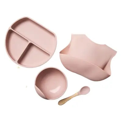 Pink Silicone Tableware Set for Kids & Adults
