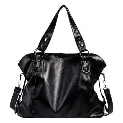 Black Korean Style Large Canvas Shoulder Bag