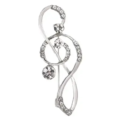Vintage Alloy Diamond Note Brooch for Men Women
