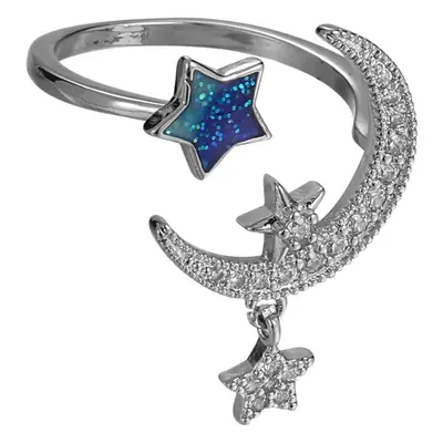 Japanese Style Star Moon Ring with Adjustable Index Finger