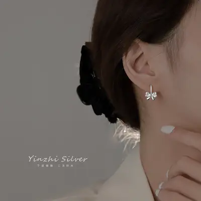 Sterling Silver Bow Earrings for Women 2022 New Trend