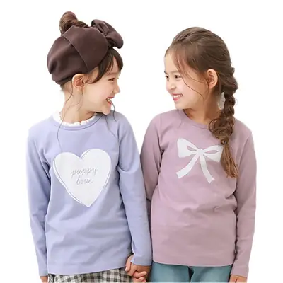 Girls Long Sleeve T-Shirt Pink Bow Print