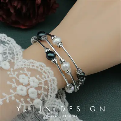 Women's Multi-Layer Pearl Baroque Bracelet Silver