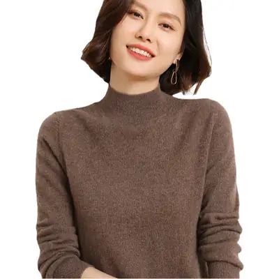 Women's Warm Half Turtleneck Knitwear Yellow 2025