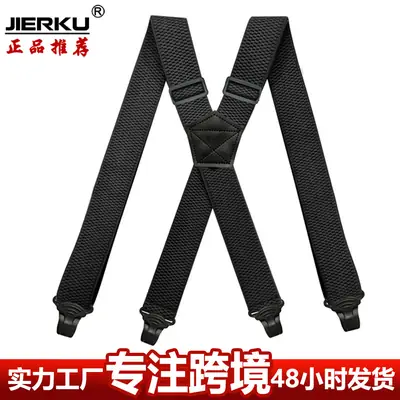 Black 4-Clip Elastic Suspenders 3.8cm Corn Pattern