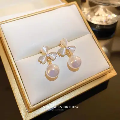 Opal Flower Earrings for Women 925 Silver