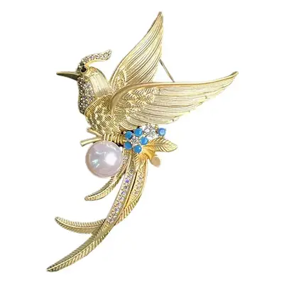 Classic Phoenix Bird Brooch with Pearl & Crystal