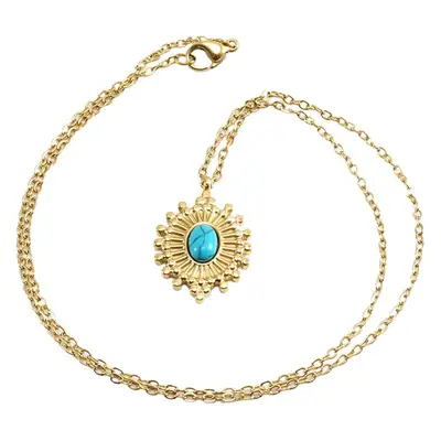 Blue Turquoise Titanium Necklace for Women