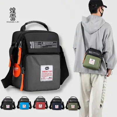 Men's Waterproof Crossbody Sports Bag Black Oxford Cloth