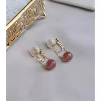 Natural Red Crystal Strawberry Crystal Ear Clip