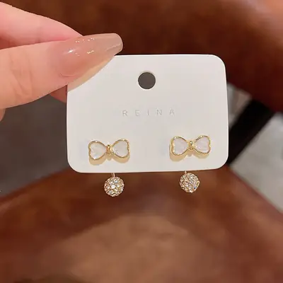 S925 Silver Bow Earrings for Women