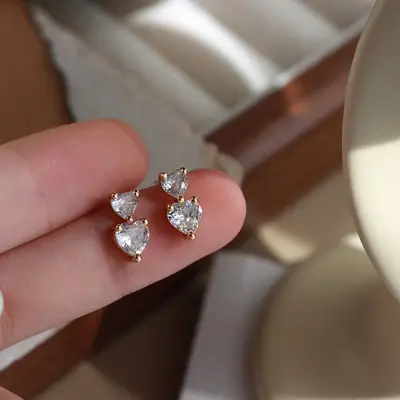 925 Sterling Silver Heart Earrings for Women