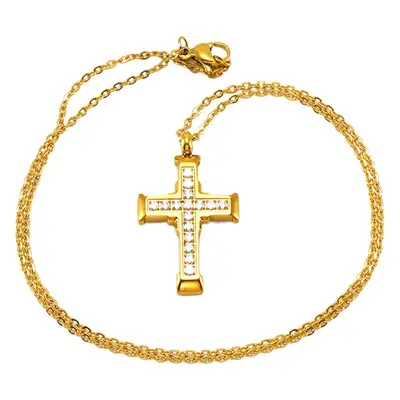 Cross Diamond Cross Necklace for Women Gold Silver