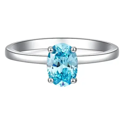 1 karat S925 Sterling Silver Pigeon Egg Ring Women Aquamarine High Carbon Diamond Zircon Ring ins Simple Style Wholesale