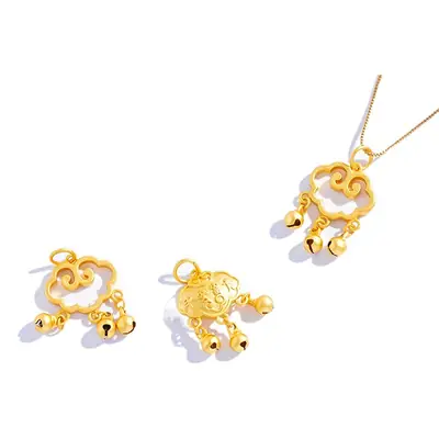 Gold Sand Gold Baby Ruyi Lock Bracelet Necklace Bird Language Flower Fragrance Lotus Pendant