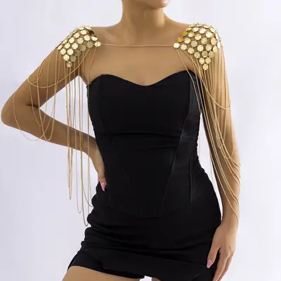 Multi Layer Geometric Sequin Chain Shoulder Accessory