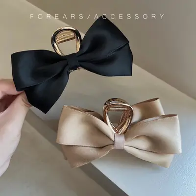 Satin Bow Hairpin Clip Back Head Disc Large Hairpin