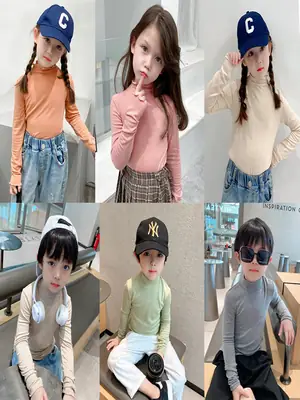 Girls Fleece Half-Turtleneck Shirt with Long Sleeve Cap
