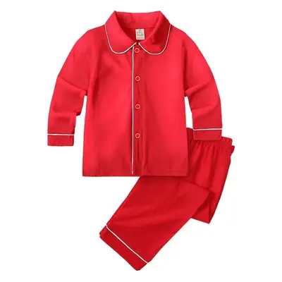 Red Long Sleeve Pajama Set for Girls Christmas