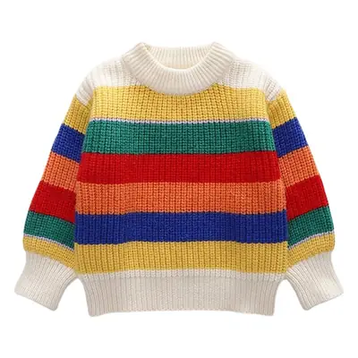 Girls Rainbow Striped Pullover Sweater Medium Small