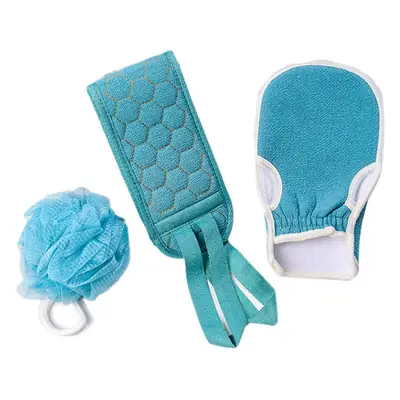Three-Piece Bath Set with Bath Towel, Gloves & Scrub