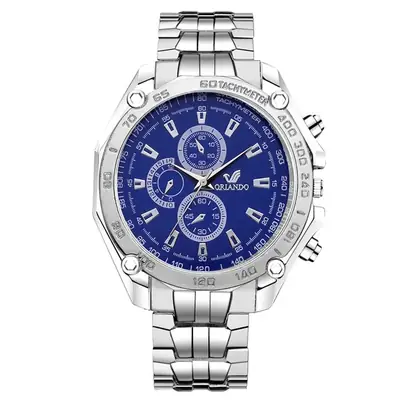 Luxury Men's Silver Watch 22cm Military Style Quartz