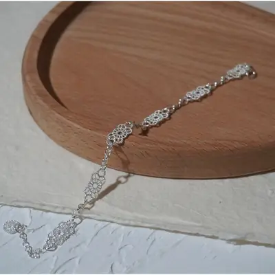 Silver Hollow Lace Sweet Fairy Bracelet for Women
