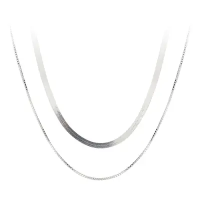 925 Sterling Silver Snake Bone Double Layer Necklace