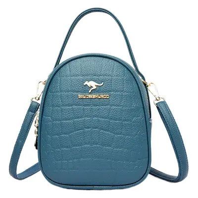 Women's Blue Croc Leather Shoulder Messenger Bag