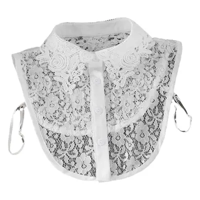 White Lace Lapel Sweater for Girls Large