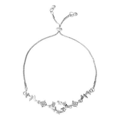 New Alloy Flower Pull Bracelet Women's Light Luxury Niche High-End Diamond Butterfly