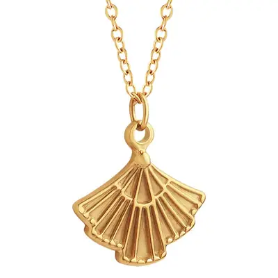 Gold Plated Fan Pendant Necklace for Women