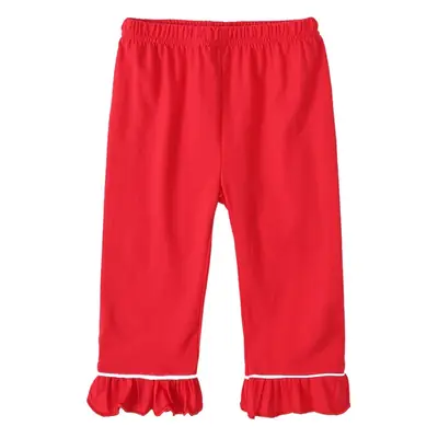 Red Cotton Long-Sleeved Pajamas for Kids
