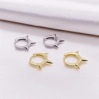 S925 Sterling Silver Geometric Diamond Earrings