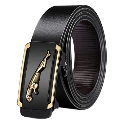 Paul Men's Genuine Leather Belt Black Automatic Buckle