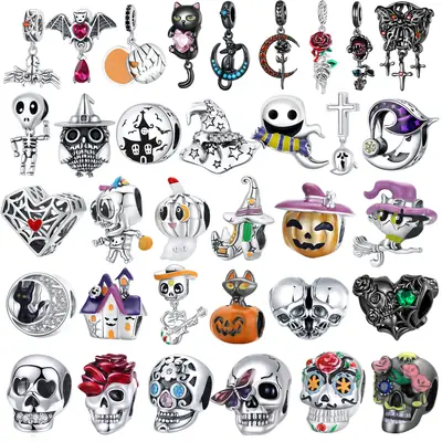 925 Silver Halloween Charm Bracelet Set