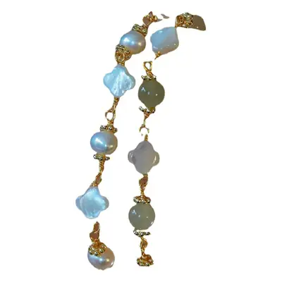 Women's Spring Flower Drizzle Bracelet with Jade Pearl