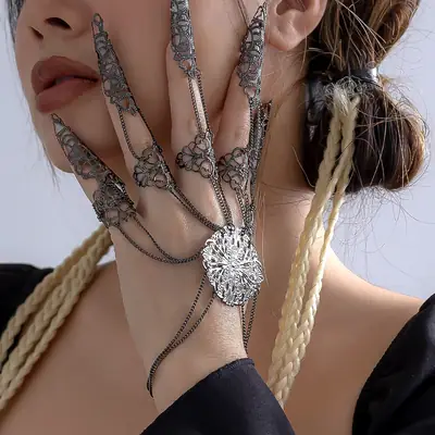 Punk Gothic Gold Finger Bracelet for Halloween